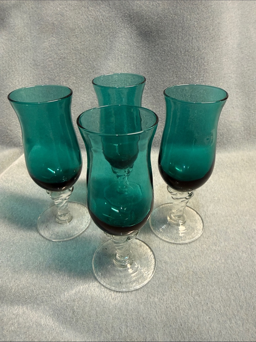 Teal Glass Stemware Set - 4-Piece Elegant Cordial Glasses